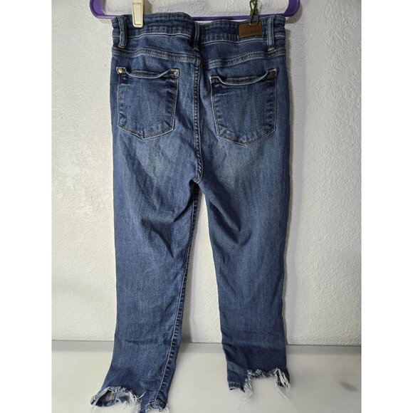 Judy Blue Jeans Womens 7 28 Blue Relaxed Fit Distressed Raw Hem Stretch Denim - Picture 4 of 13